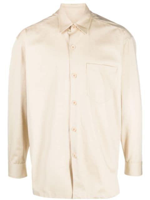 logo-print button-front shirt by AMI