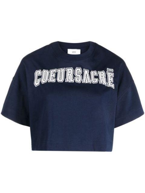 logo-print cropped T-shirt by AMI