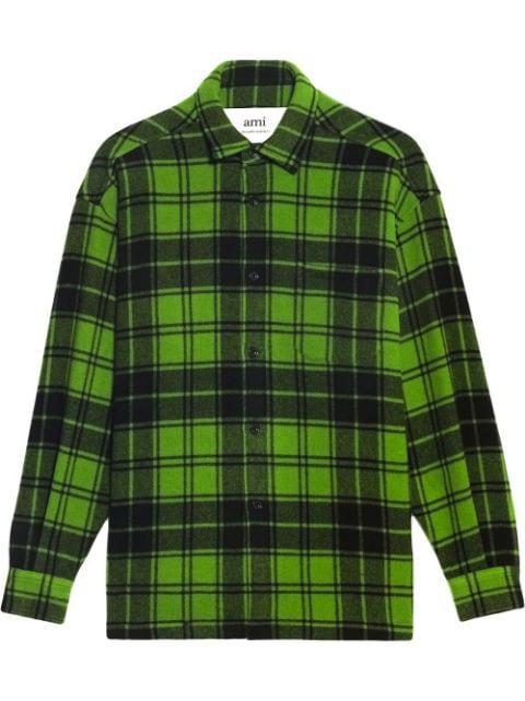 logo-print plaid-patterned shirt by AMI