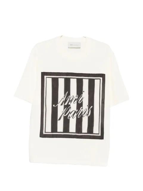 logo-print striped-patch T-shirt by AMI
