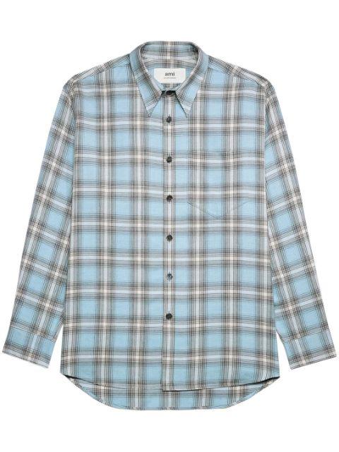 long-sleeved checkered knitted shirt by AMI