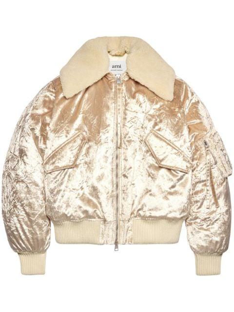 metallic velvet bomber jacket by AMI