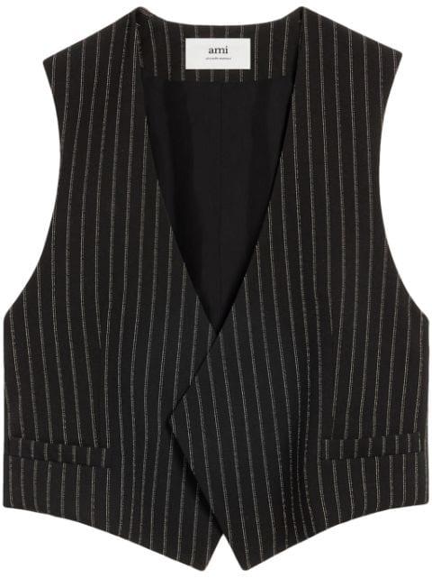 pinstriped crepe vest by AMI