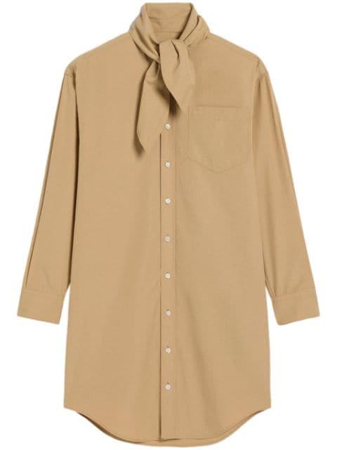 scarf-collar cotton shirt dress by AMI