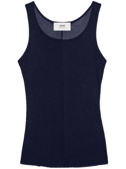 semi-sheer round-neck tank top by AMI