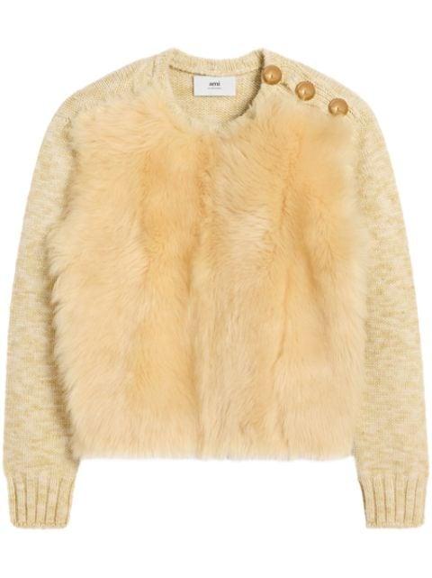 shearling crew neck sweater by AMI