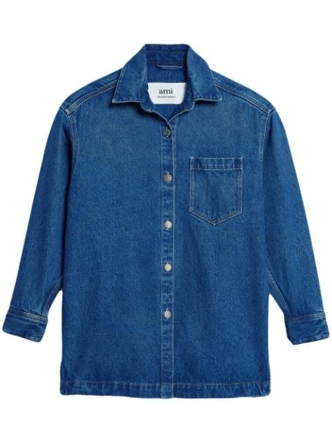spread-collar denim overshirt by AMI