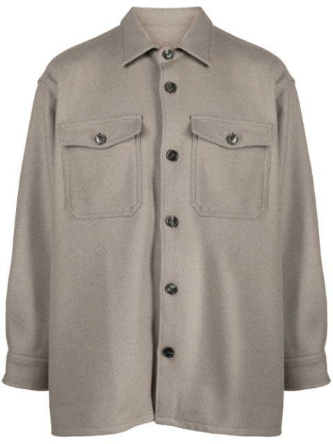 spread-collar wool-blend shirt jacket by AMI