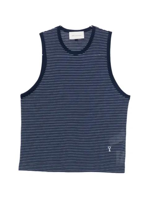 striped logo tank top by AMI