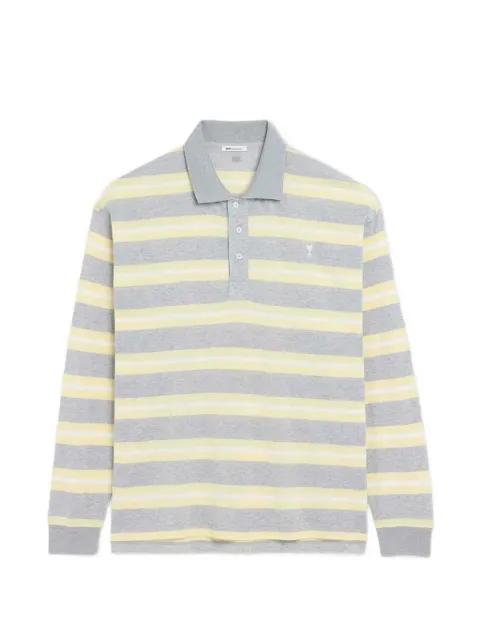 striped mercerised-jersey polo shirt by AMI