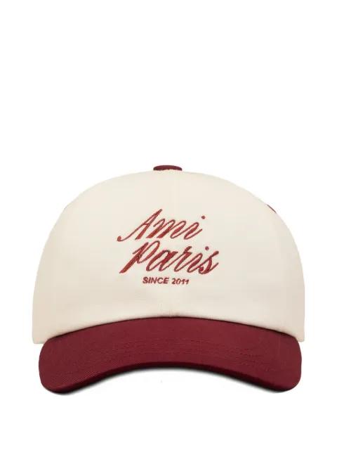 two-tone Ami Paris embroidered cap by AMI