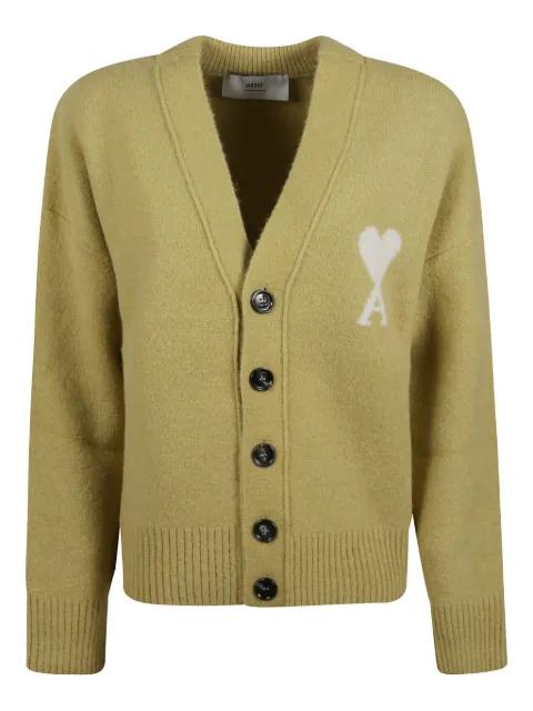 v-neck logo cardigan by AMI