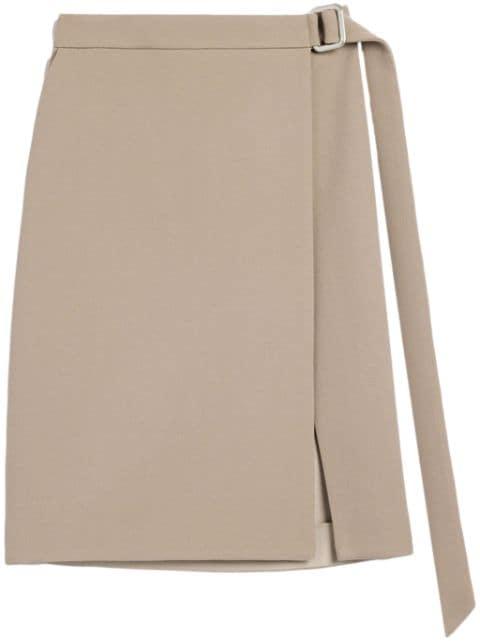 virgin wool wrap midi skirt by AMI