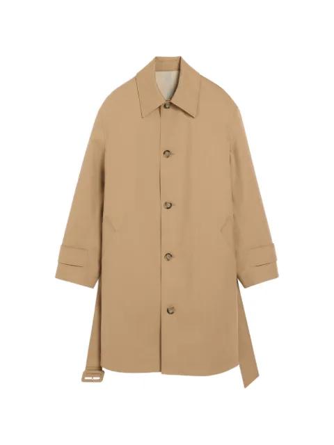 water-repellent cotton twill belted mac coat by AMI