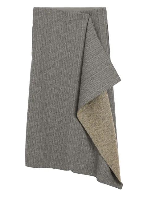 wool herringbone wrap midi skirt by AMI