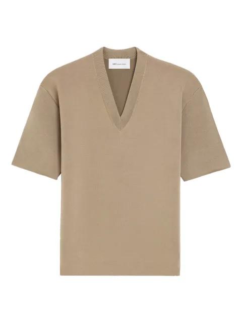 wool short sleeves v neck sweater by AMI
