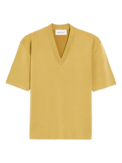 wool short sleeves v neck sweater by AMI