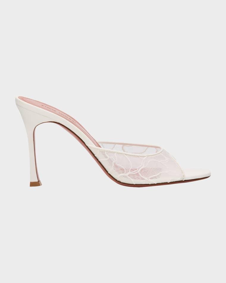 Alexa Lace Stiletto Mule Sandals by AMINA MUADDI