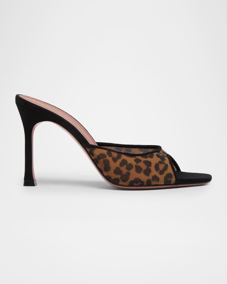Alexa Leopard Mesh Mule Pumps by AMINA MUADDI