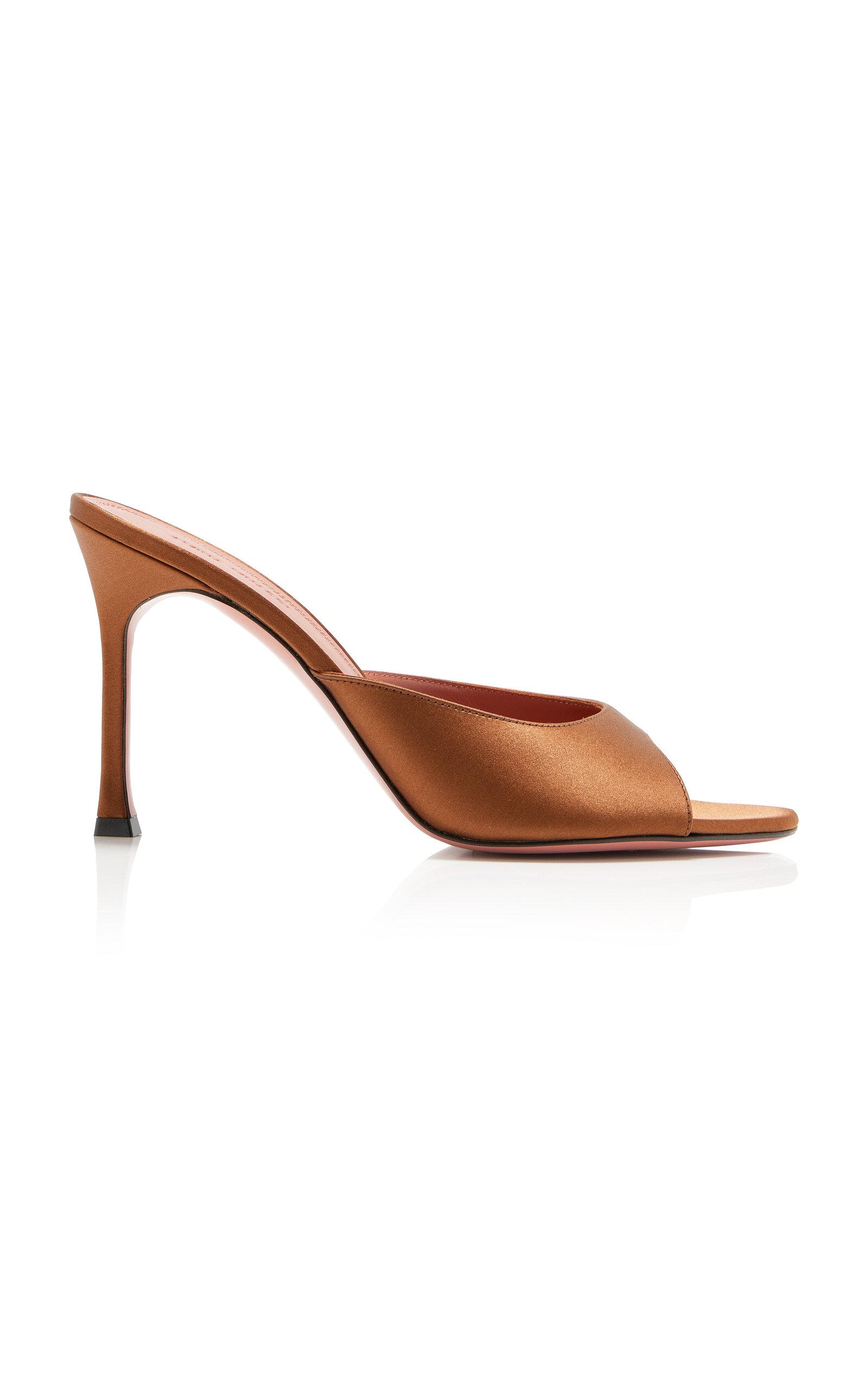 Amina Muaddi - Alexa Satin Mules - Brown - - Moda Operandi by AMINA MUADDI