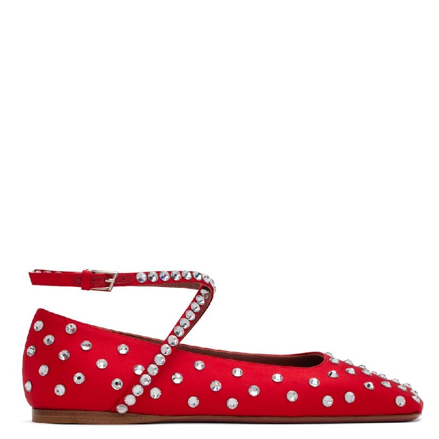 Amina Muaddi Ane Crystal Embellished Ballerina Flats by AMINA MUADDI