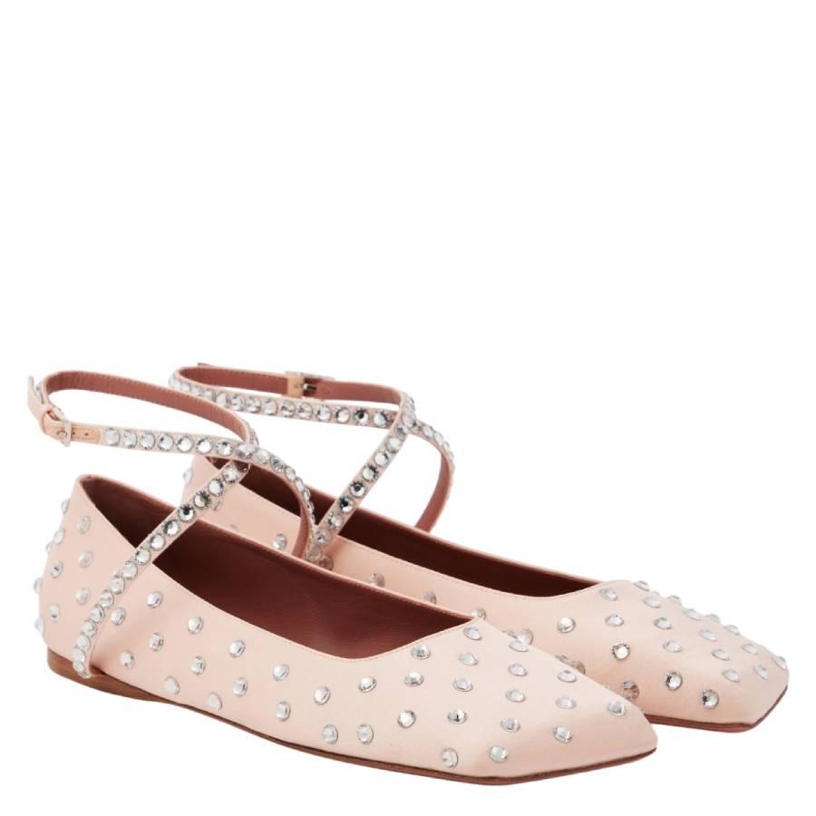 Amina Muaddi Ane Crystal Embellished Ballerina Flats by AMINA MUADDI