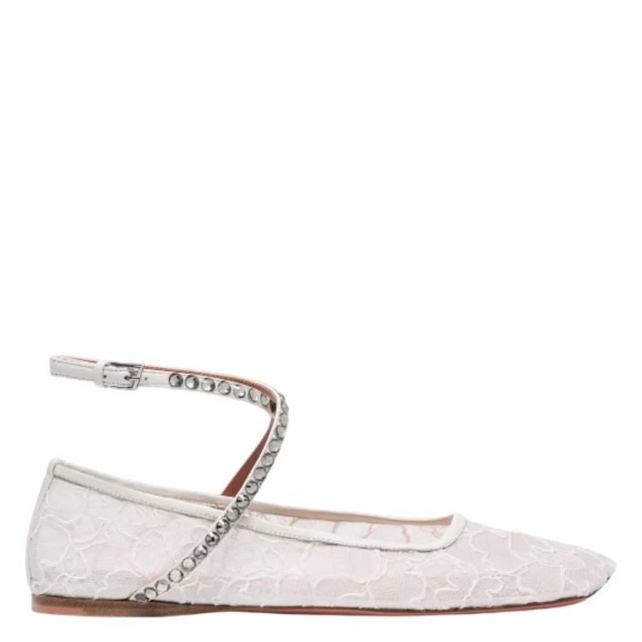 Amina Muaddi Ane Crystal Lace Flats by AMINA MUADDI