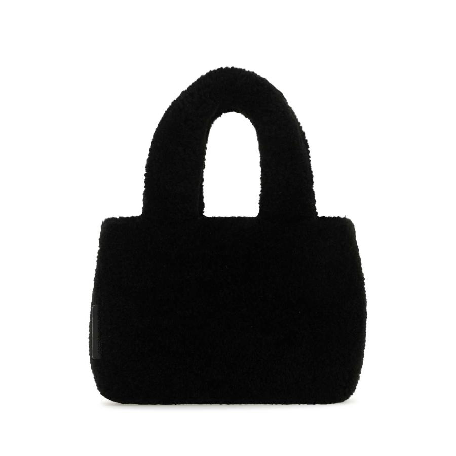 Amina Muaddi Black Shearling Amini Giuly Handbag by AMINA MUADDI
