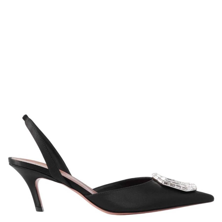 Amina Muaddi Camelia 60 Satin Slingback Pumps by AMINA MUADDI