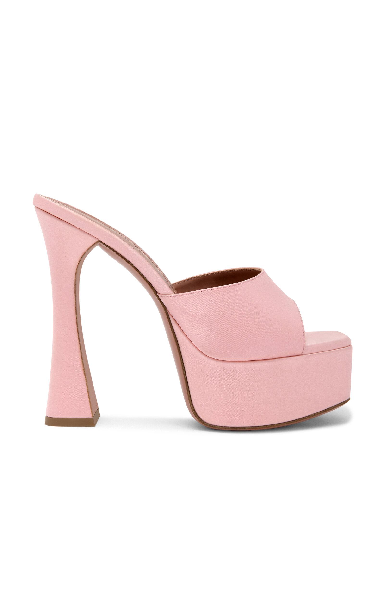 Amina Muaddi Dalida Satin Platform Mules - Moda Operandi by AMINA MUADDI