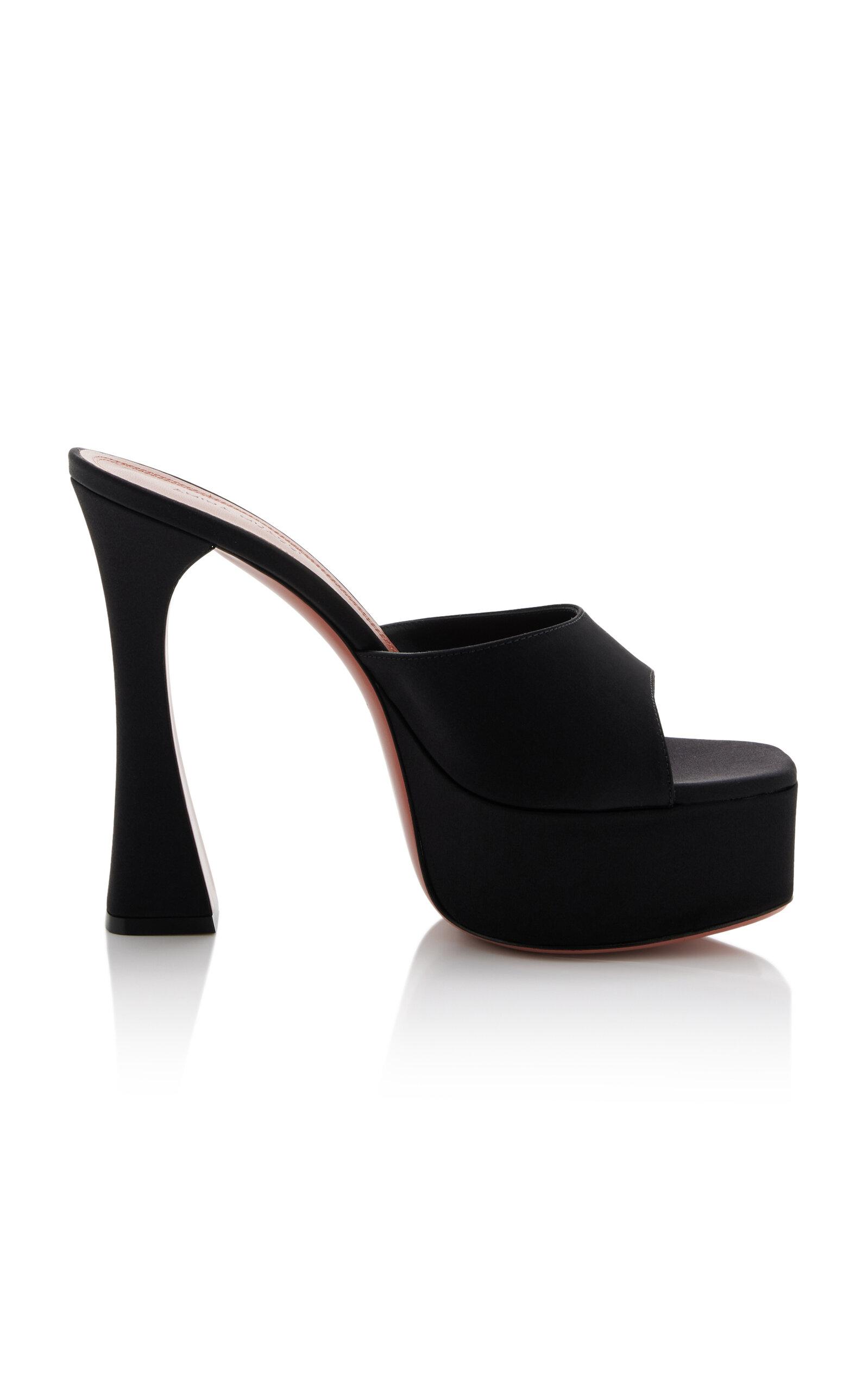 Amina Muaddi Dalida Satin Platform Mules - Moda Operandi by AMINA MUADDI