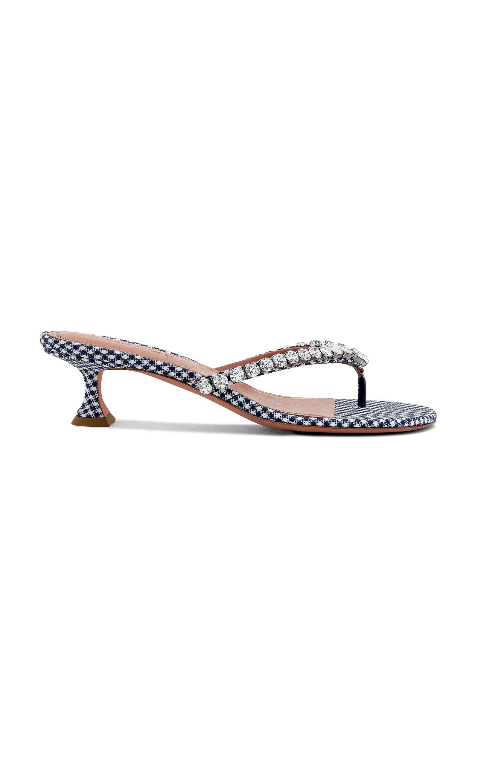 Amina Muaddi Gigi Crystal Gingham Thong Sandals - Moda Operandi by AMINA MUADDI