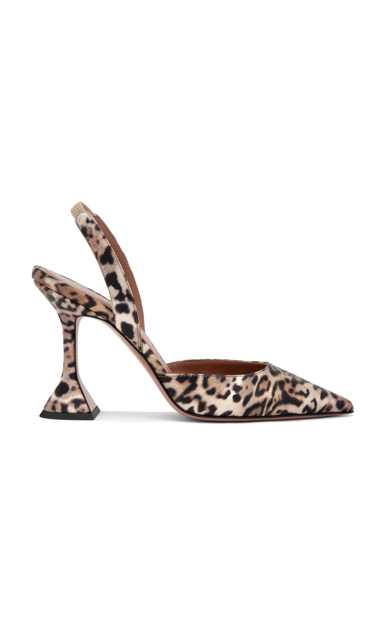 Amina Muaddi Holli Leopard Satin Slingback Pumps - Moda Operandi by AMINA MUADDI