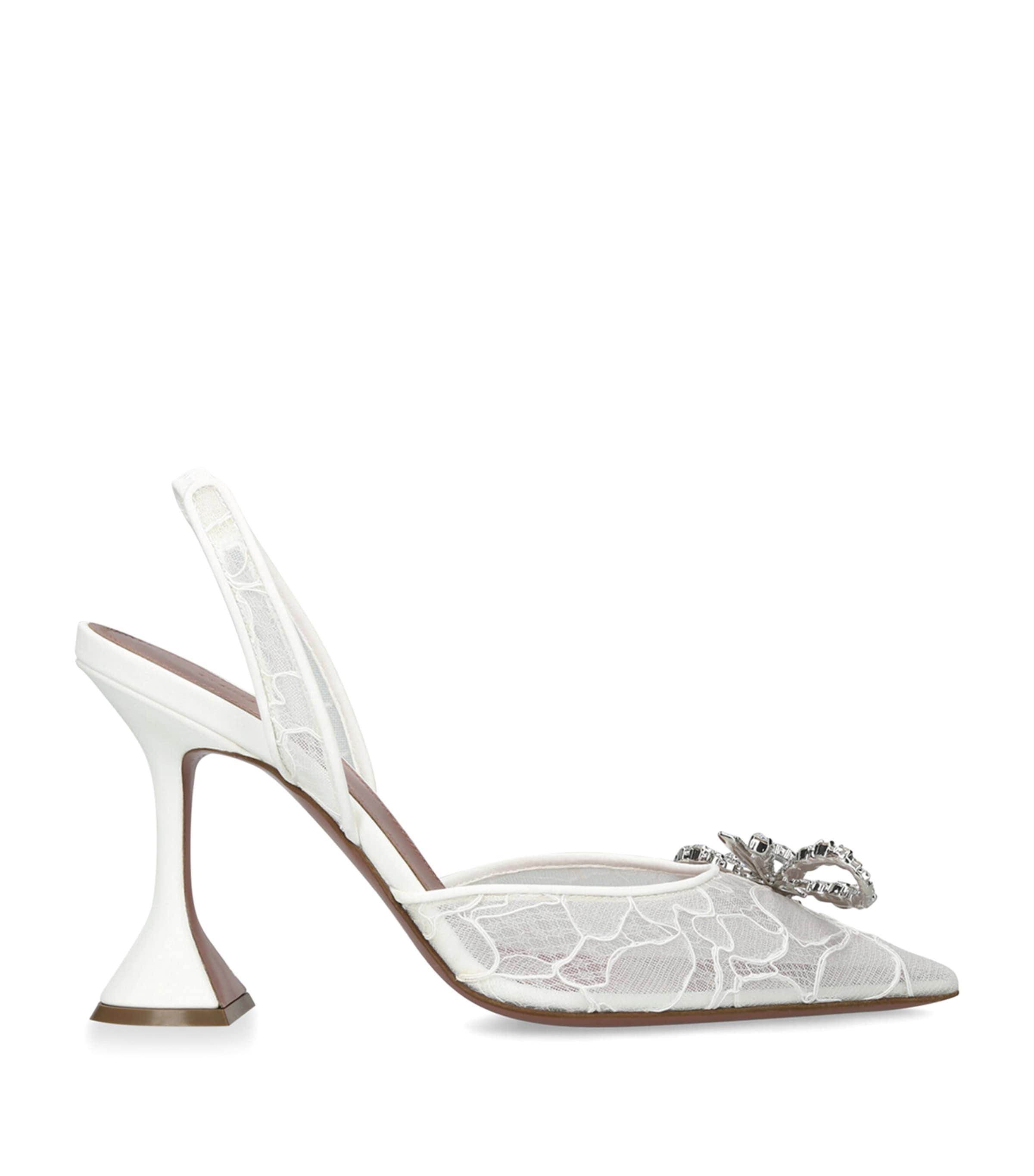 Amina Muaddi Lace Embellished Rosie Slingback Pumps 95 by AMINA MUADDI