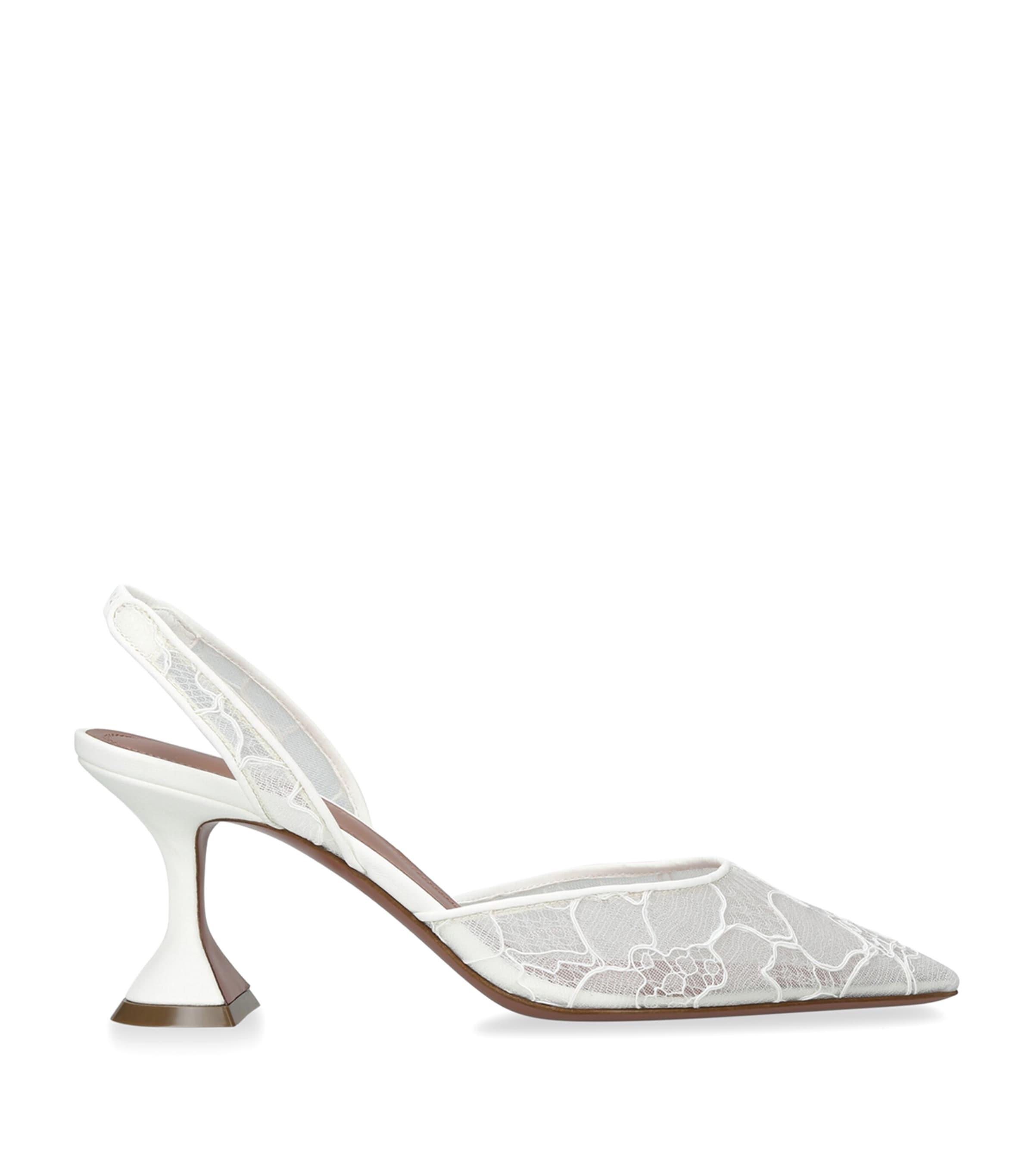 Amina Muaddi Lace Holli Slingback Pumps 70 by AMINA MUADDI