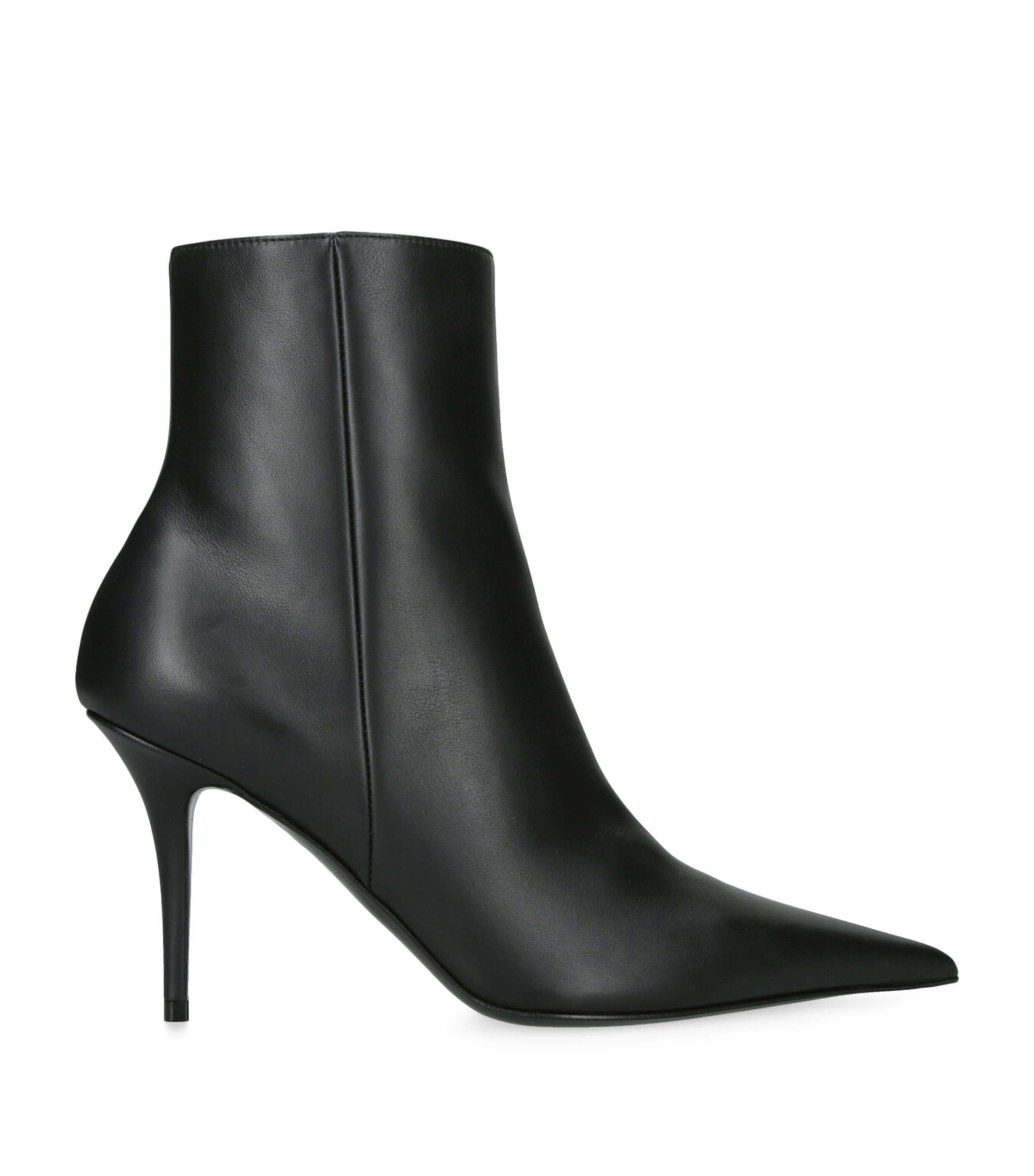 Amina Muaddi Leather Barbara Heeled Ankle Boots 90 by AMINA MUADDI