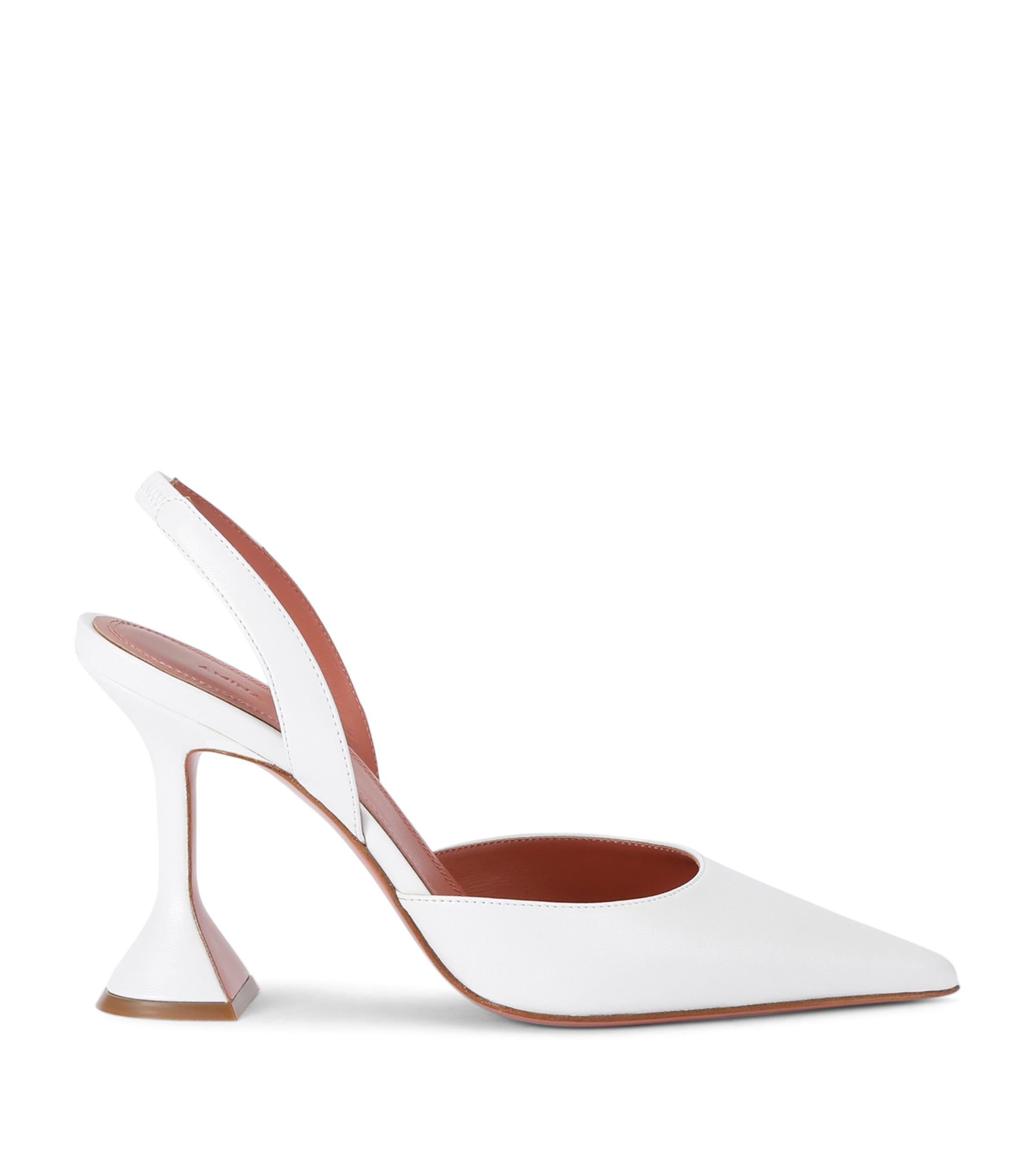Amina Muaddi Leather Holli Slingback Pumps 95 by AMINA MUADDI
