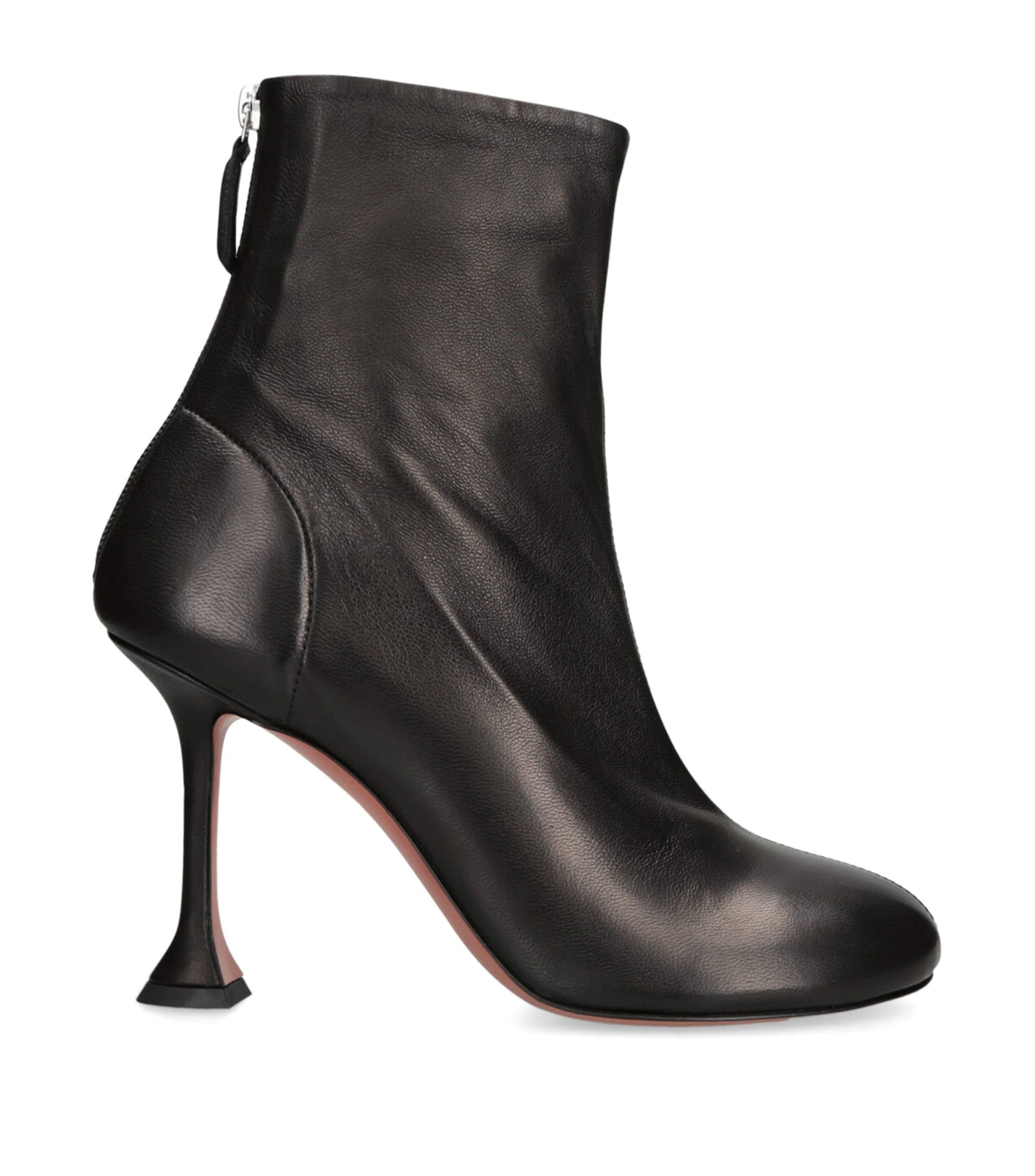 Amina Muaddi Leather Iris Ankle Boots 95 by AMINA MUADDI