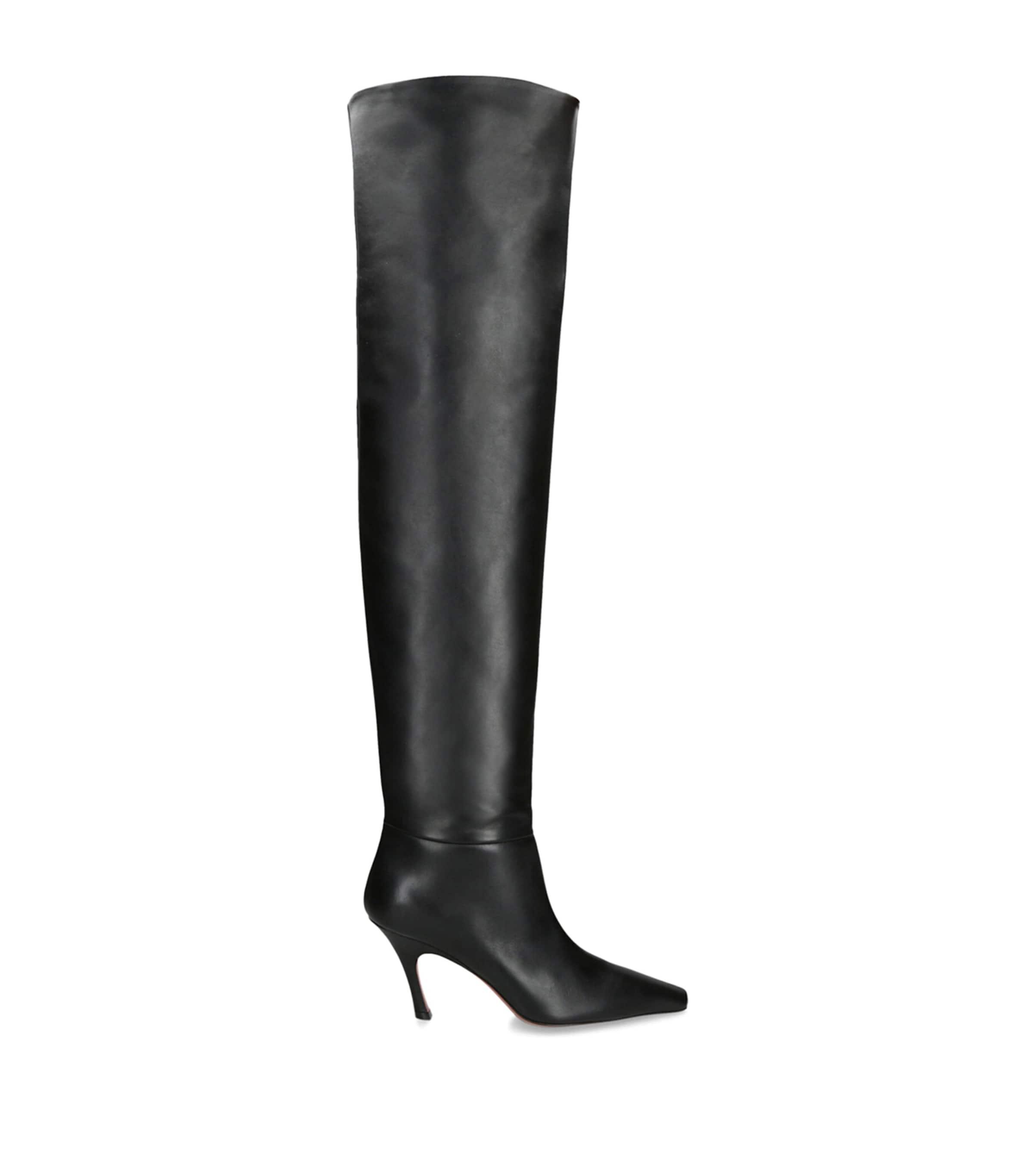 Amina Muaddi Leather Jamie Over-The-Knee Boots 80 by AMINA MUADDI