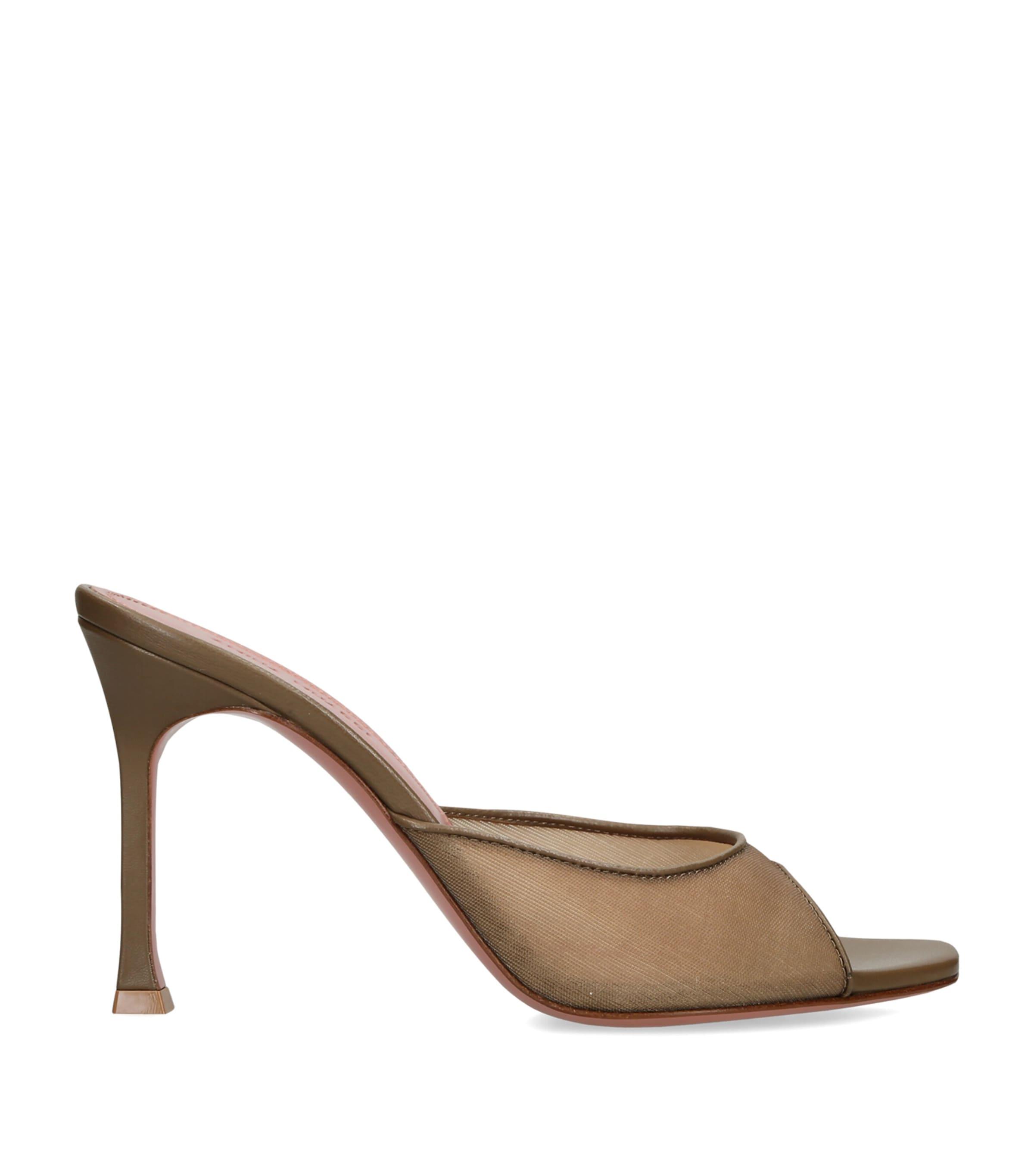 Amina Muaddi Mesh Alexa Heeled Mules 95 by AMINA MUADDI