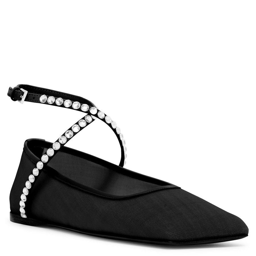 Amina Muaddi Mesh Ane Crystal Mesh Flats by AMINA MUADDI