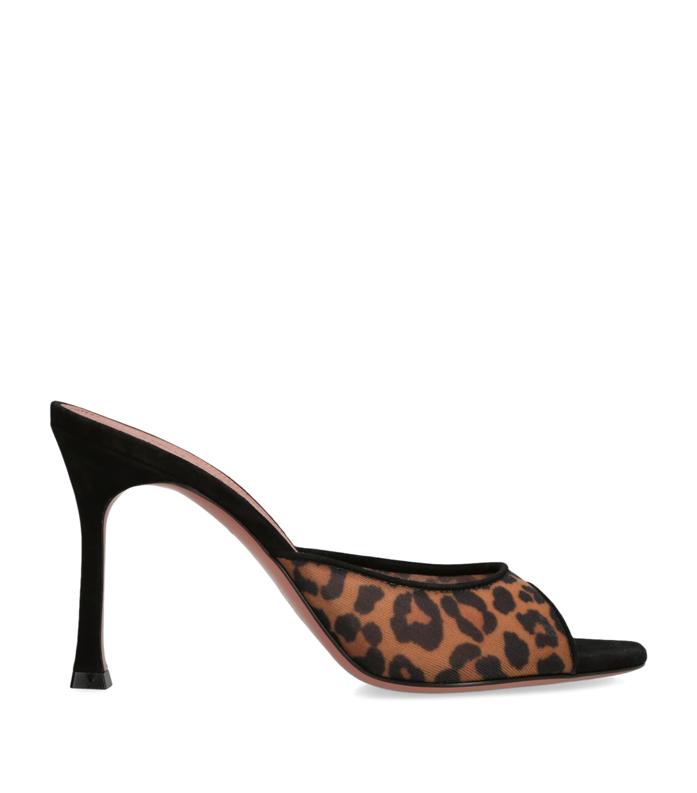 Amina Muaddi Mesh Leopard Print Alexa Mules 95 by AMINA MUADDI