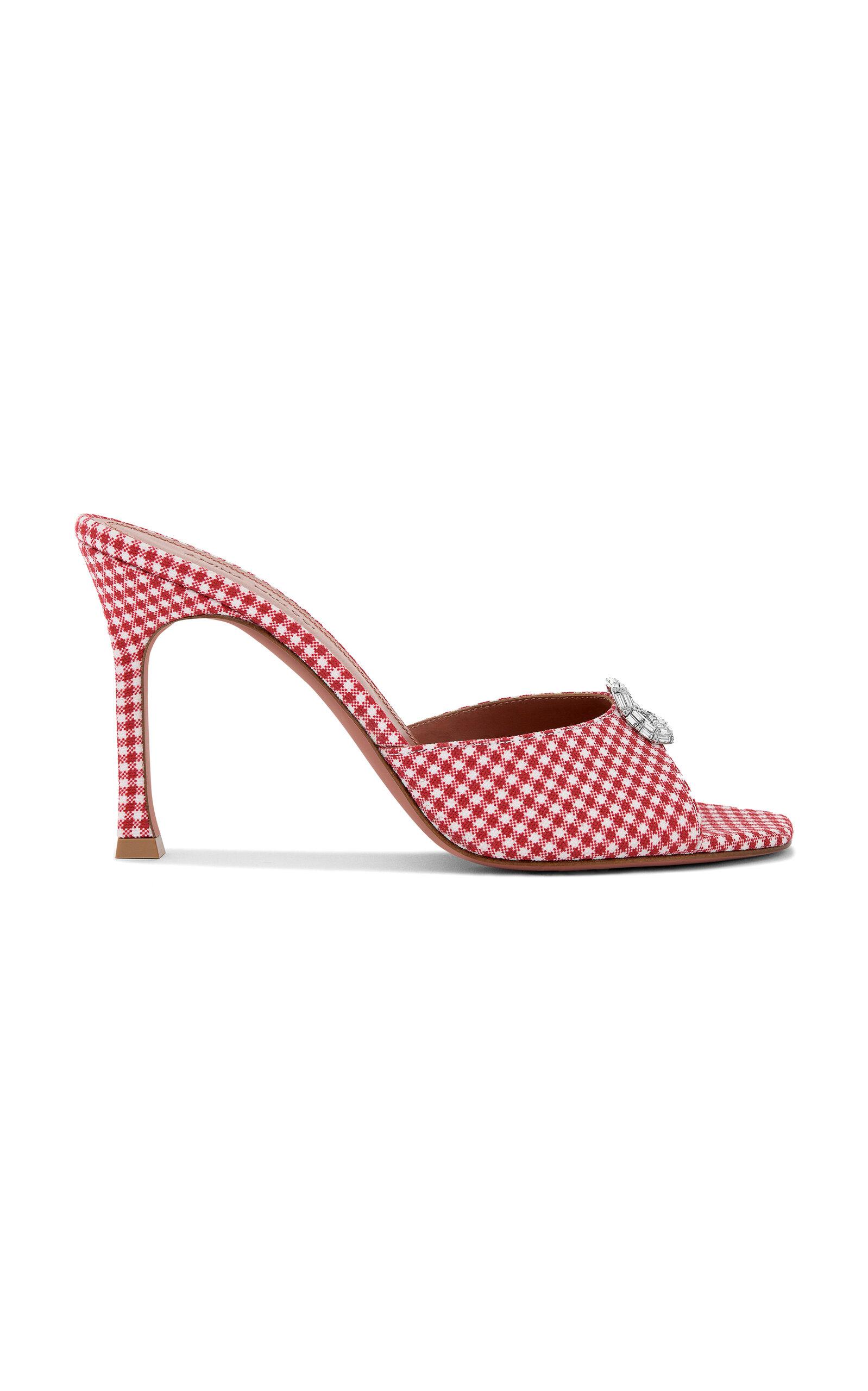 Amina Muaddi Mini Camelia Crystal Gingham Sandals - Moda Operandi by AMINA MUADDI