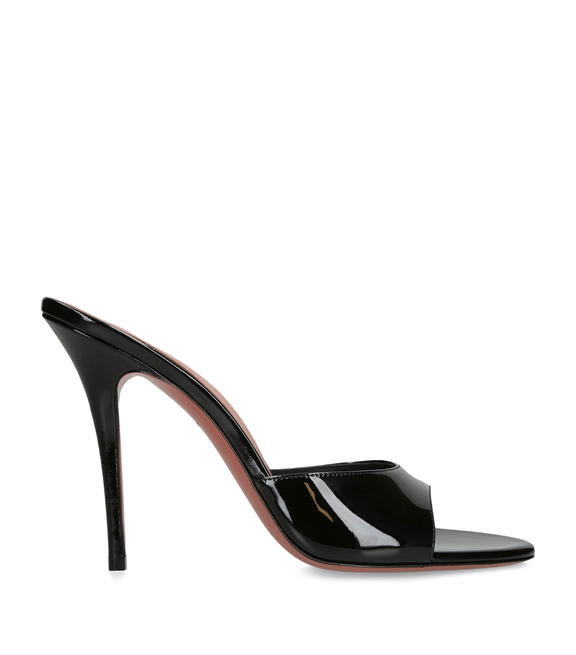 Amina Muaddi Patent Leather Elodie Heeled Mules 105 by AMINA MUADDI