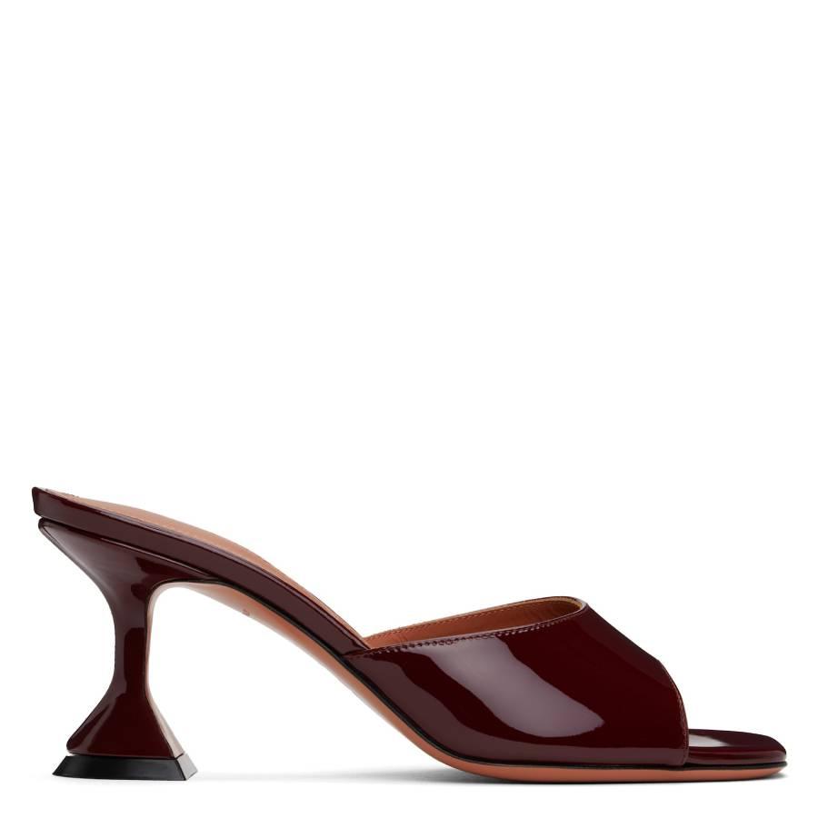 Amina Muaddi Patent Wine Lupita 70 Sandals by AMINA MUADDI
