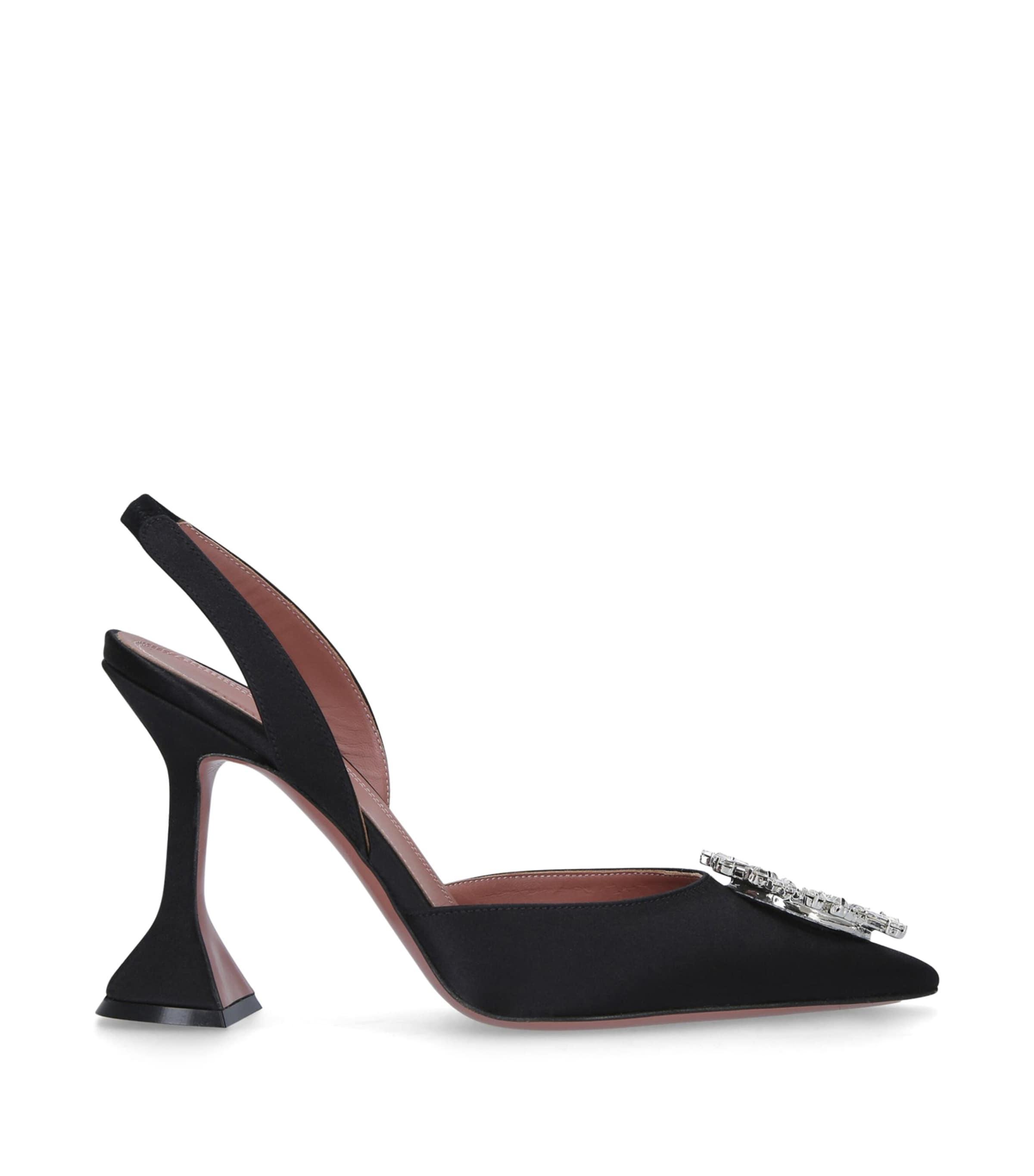 Amina Muaddi Satin Begum Slingback Heels 95 by AMINA MUADDI