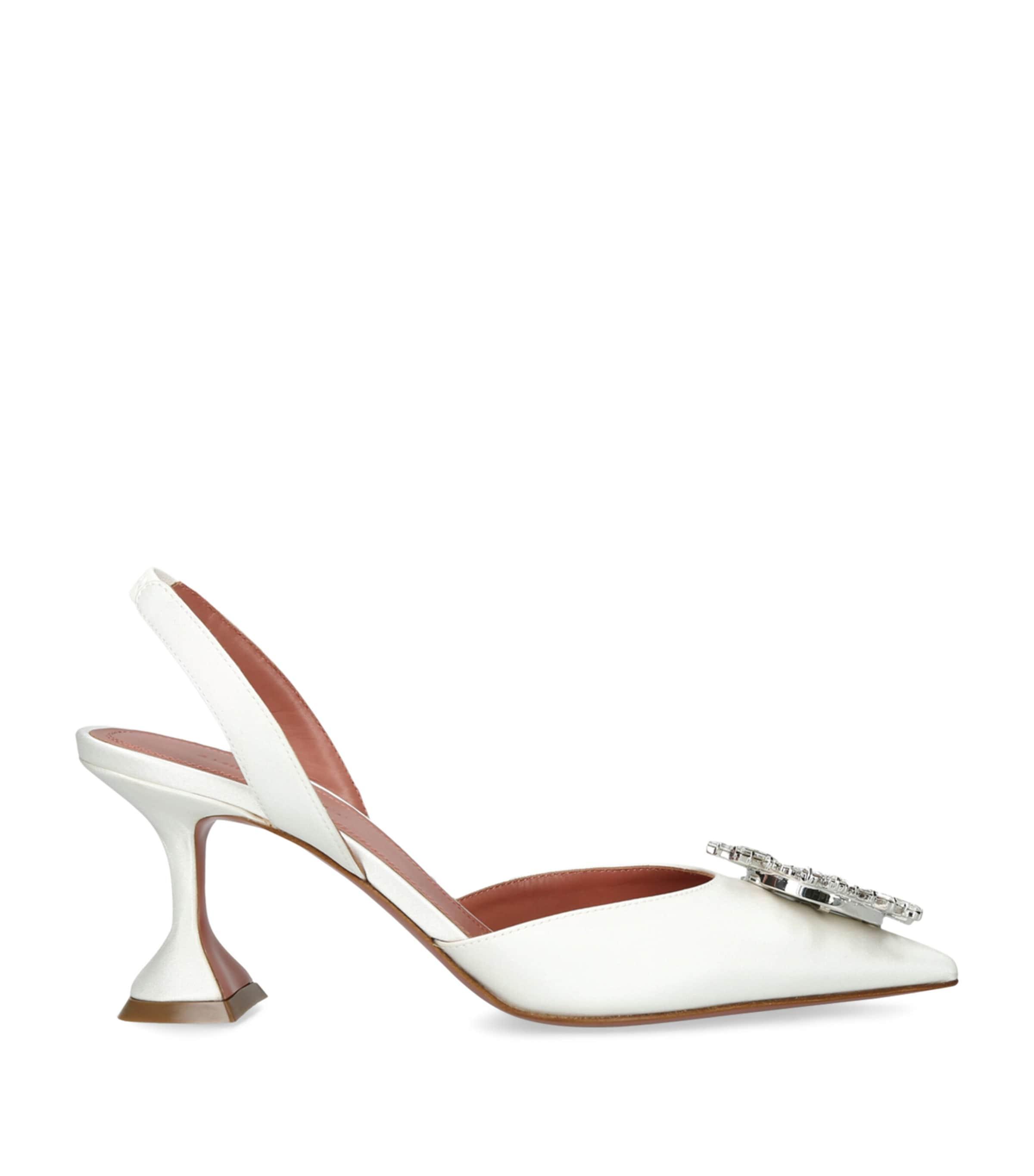 Amina Muaddi Satin Begum Slingback Pumps 70 by AMINA MUADDI