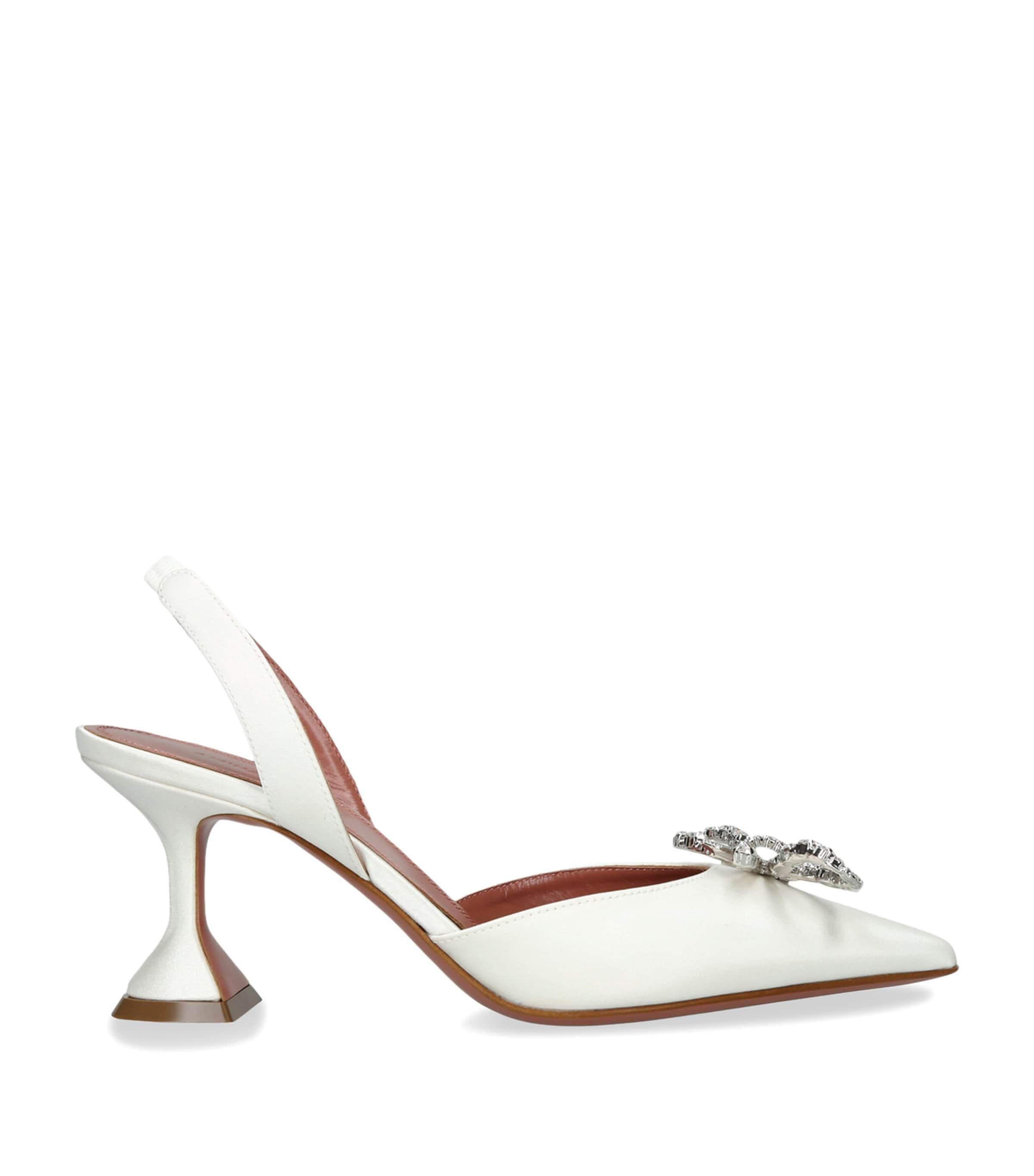 Amina Muaddi Satin Embellished Rosie Slingback Pumps 70 by AMINA MUADDI