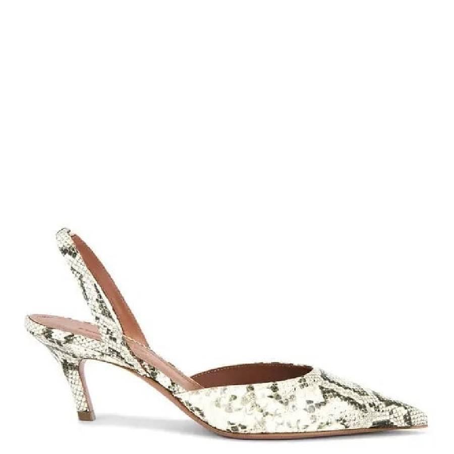 Amina Muaddi Sofia 60 Shiny Snakeskin Print Leather Slingbacks by AMINA MUADDI