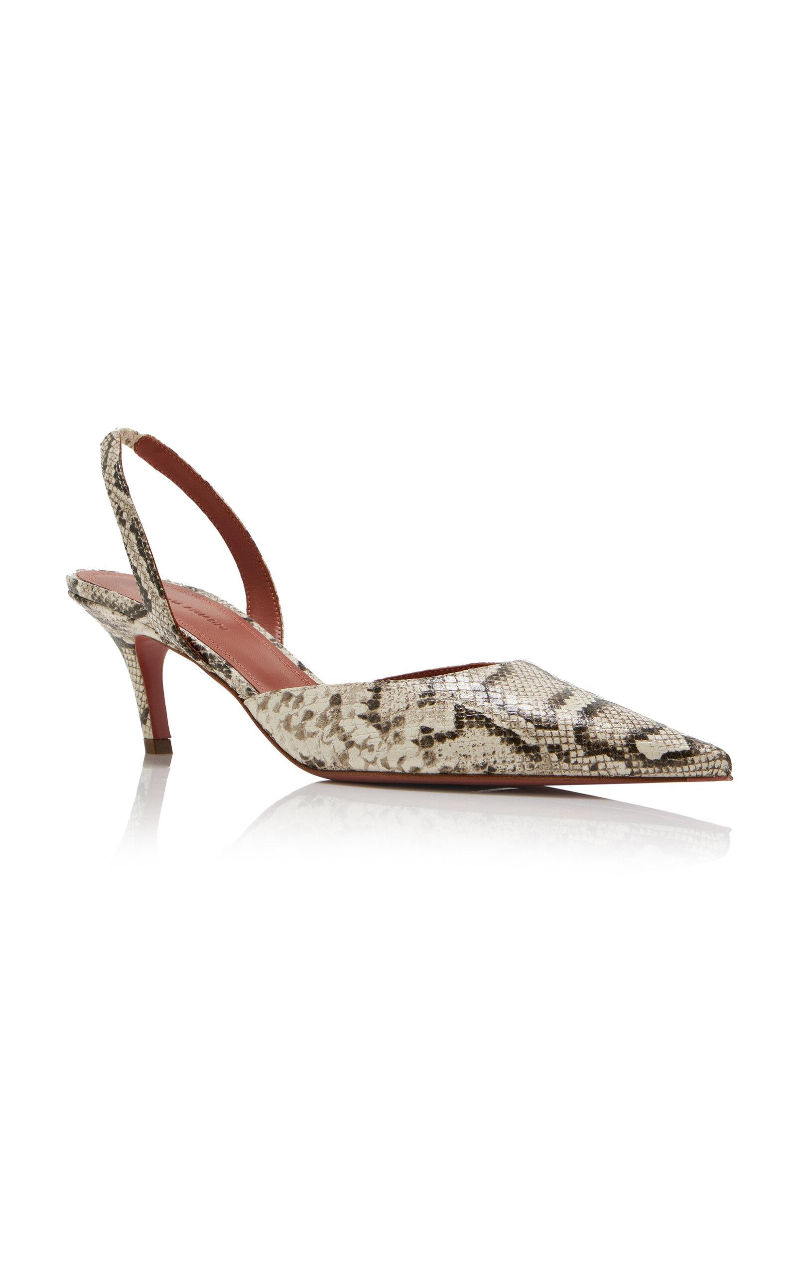Amina Muaddi - Sofia Snake-Effect Leather Slingback Pumps - Animal - - Moda Operandi by AMINA MUADDI